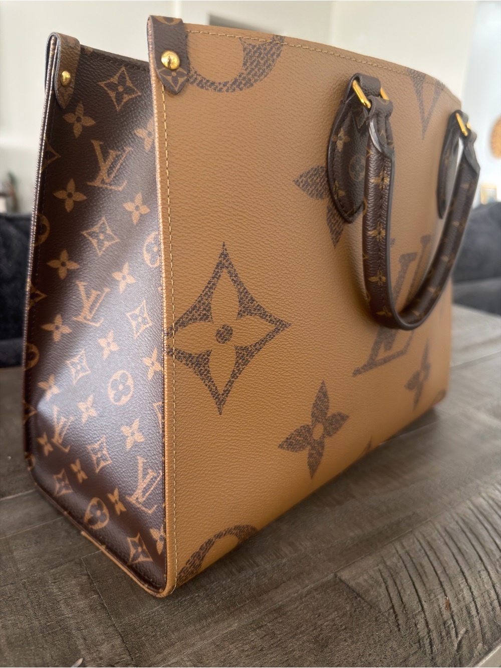 Louis Vuitton Tan and Brown Monogram Oversized Tote